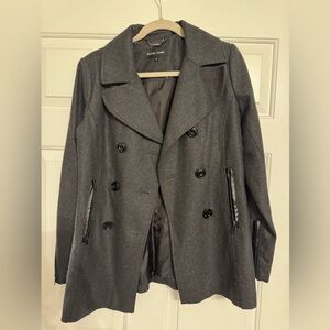 Charcoal Grey Rivet Women's wool
Blend Peacoat